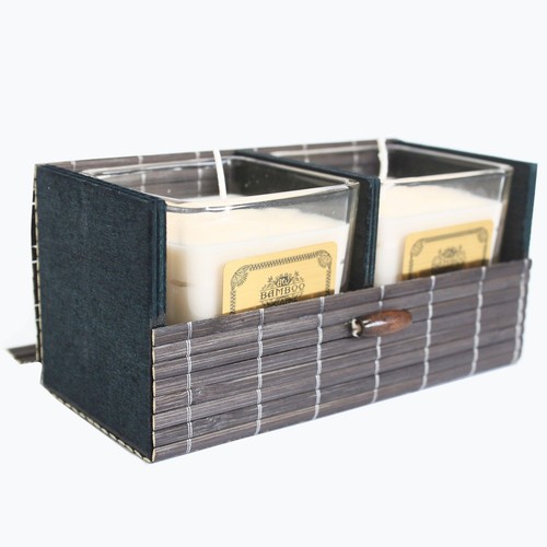 Double box slatted - bamboo, gift