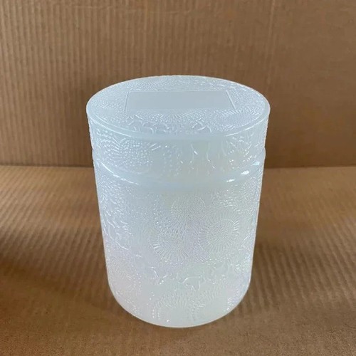 Empty white glass candle jar - empty,